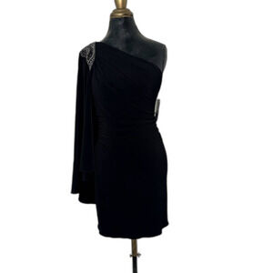 Laundry by Shelli Segal Black One-Shoulder Mini Dress Size 4 NWT $295 Nordstrom